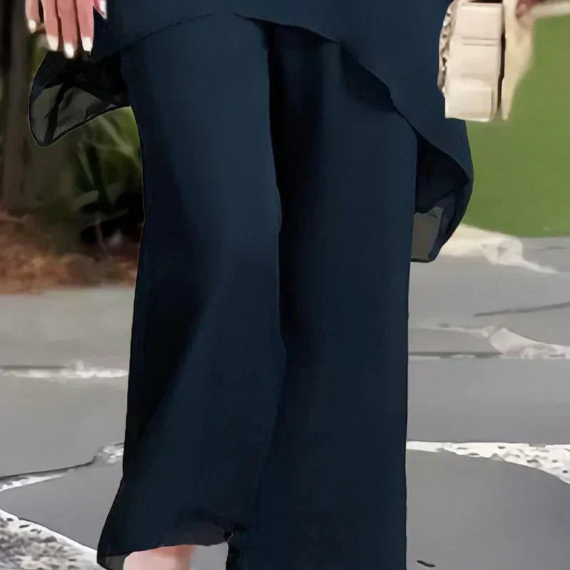 Draped Wide-Leg Trouser Set