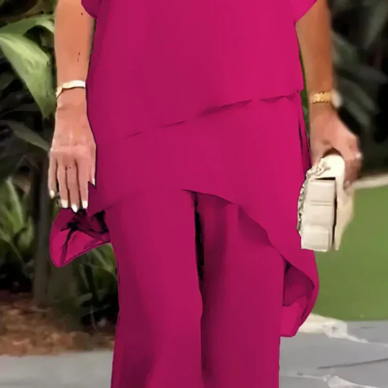 Draped Wide-Leg Trouser Set