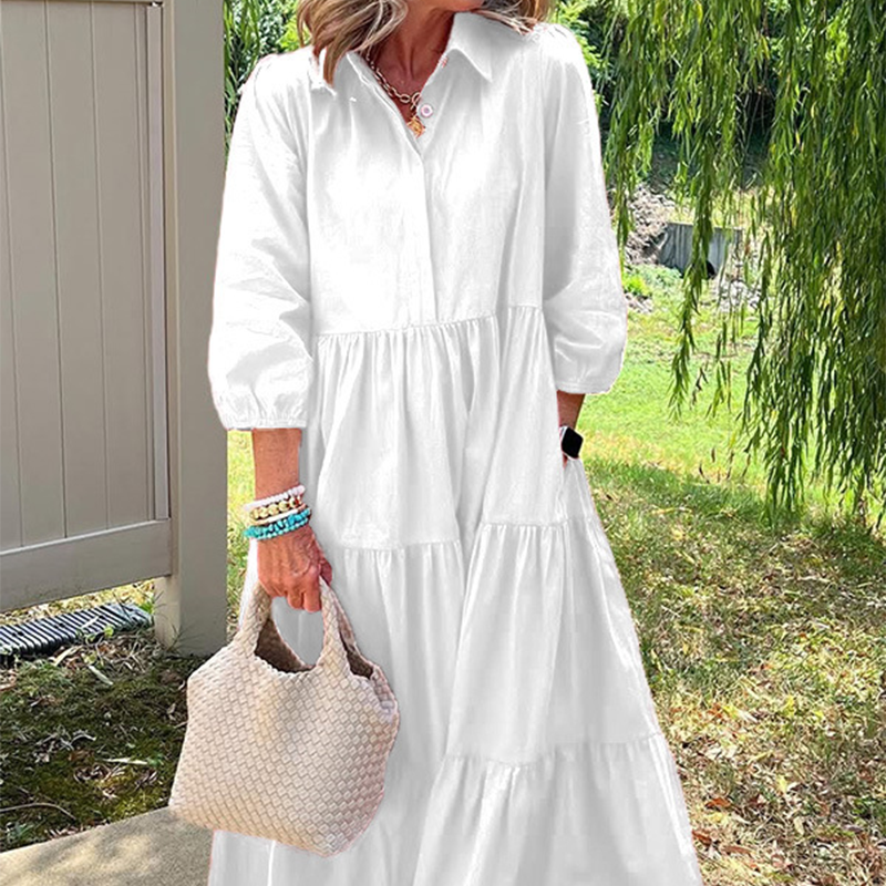 Loose Lapel-Collar Maxi Dress