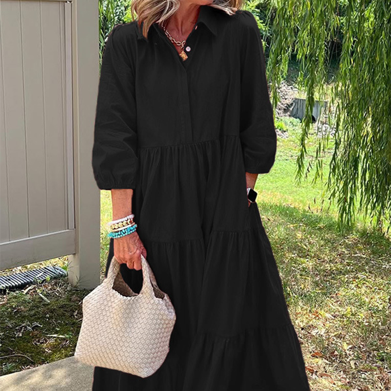 Loose Lapel-Collar Maxi Dress