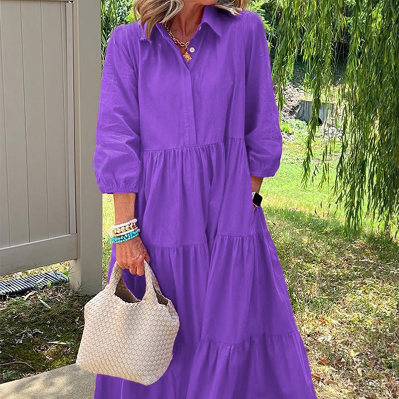 Loose Lapel-Collar Maxi Dress