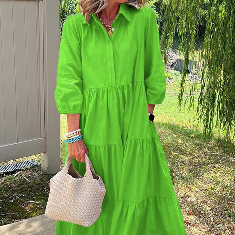 Loose Lapel-Collar Maxi Dress