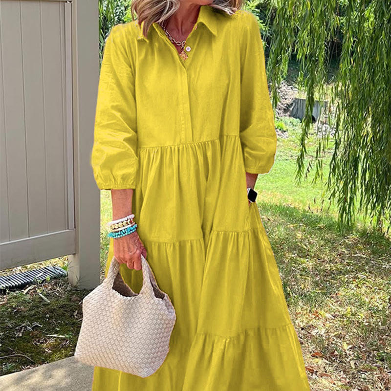 Loose Lapel-Collar Maxi Dress
