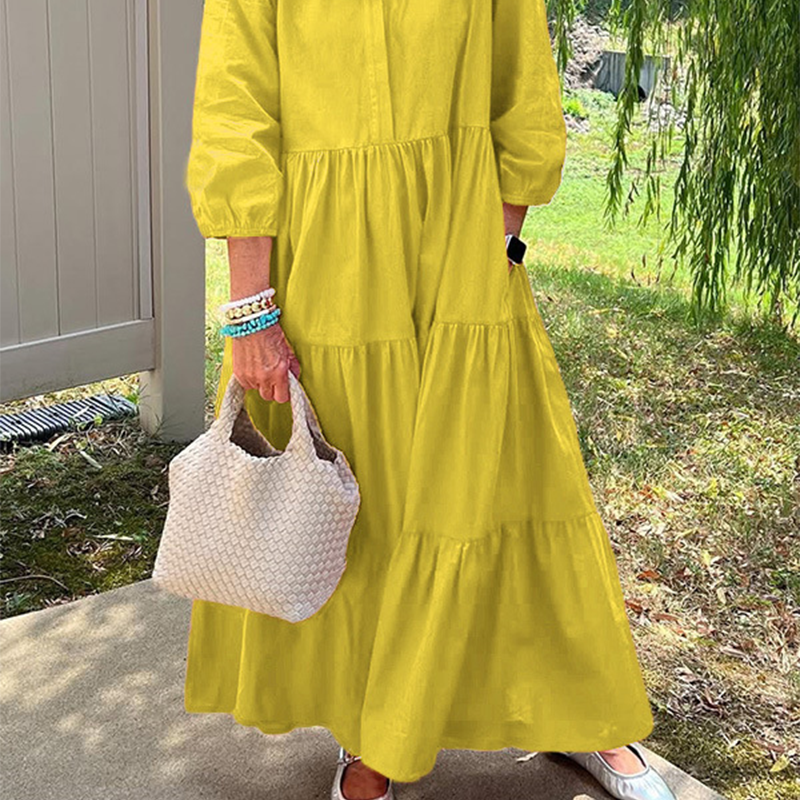 Loose Lapel-Collar Maxi Dress