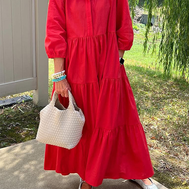 Loose Lapel-Collar Maxi Dress