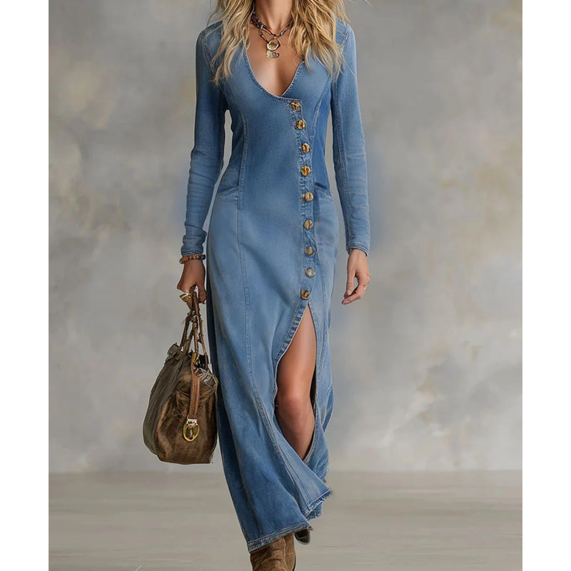 Slit V-Neck Maxi Dress