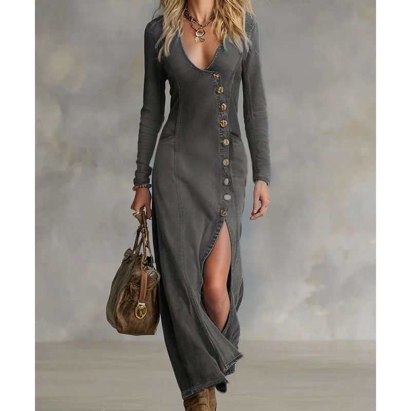 Slit V-Neck Maxi Dress