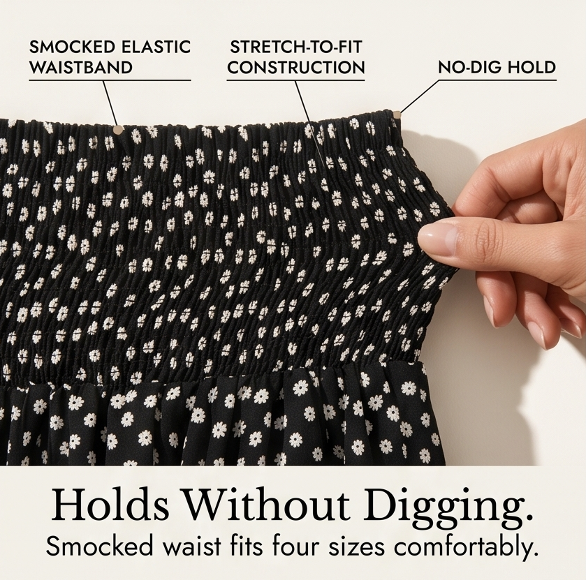 Smocked Wide-Leg Ruffle Pants